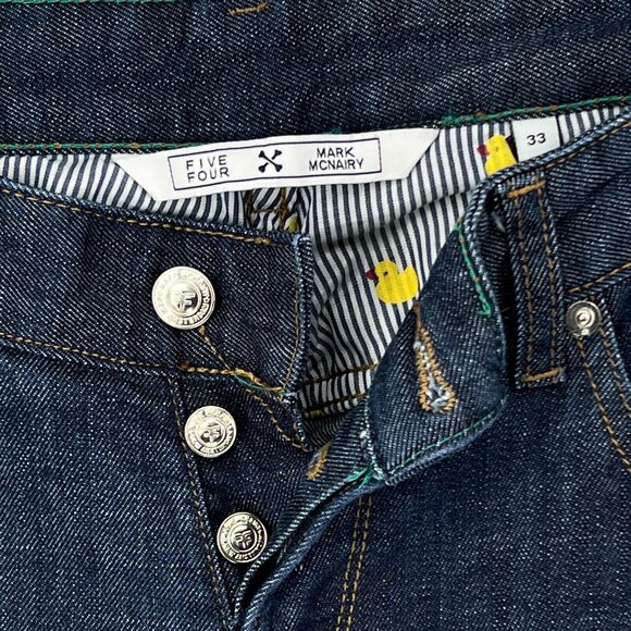 Five Four x Mark Mcnairy Men's Jean Button Fly Straight Blue Ducks 33 x 31 Denim - Picture 3 of 8